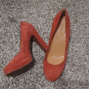 J. Crew Orange Suede Women's Heels Size 8